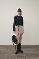 POCKET FOLDOVER WRAP MINI SKIRT IN INDIAN PINK image 18
