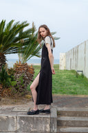 HOOK AND EYE LAYERED LONG DRESS IN BLACK image 9