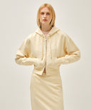W CLASSIC LOGO CROP HOODIE ZIPUP IN BUTTER image 13