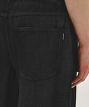 M WIDE FIT TUCK SUMMER DENIM PANTS IN BLACK