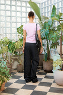 ZIPPER DETAIL NYLON PANTS IN BLACK image 10