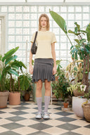 UNBALANCE FLARE FOLDING SKIRT IN CHARCOAL GREY image 13