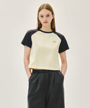 W SMALL REGULAR LOGO RAGLAN CROP TEE IN CHARCOAL GREY image 11