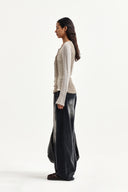 COLOR BLOCK SLIM KNIT CARDIGAN IN CHARCOAL GREY image 7