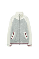 HIGH NECK RAGLAN KNIT ZIP UP FOR MEN IN IVORY image 10