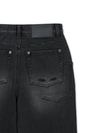 BACK POCKET PATCH DESTROYED DENIM PANTS IN BLACK image 4
