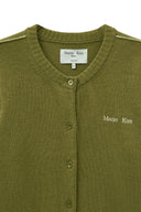 CASHMERE BLENDED ROUND KNIT CARDIGAN IN OLIVE image 3