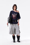 MTK 16 GRAFFITI LOGO ASYMMETRIC TOP IN NAVY image 10