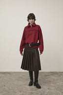 SIDE ZIPPER PLEATS MIDI SKIRT IN DARK BROWN image 17