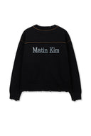 BACK LOGO LINE POINT KNIT CARDIGAN IN BLACK image 2