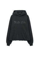 RAW EDGE HEM SWEAT HOODY IN CHARCOAL GREY image 12