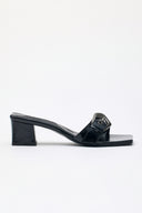BUCKLE POINT SLIDE HEELS IN BLACK image 1