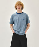 SMALL CLASSIC LOGO STRIPE RINGER TEE IN BLUE image 11