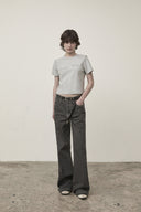 DIAGONAL LOGO REVERSIBLE CROP TOP IN GRAY image 11