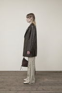 FAUX LEATHER HALF DOUBLE JACKET IN DARK BROWN image 6