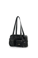 DOUBLE POCKET BRICK SHOULDER BAG IN BLACK image 8