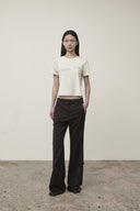 DIAGONAL LOGO REVERSIBLE CROP TOP IN IVORY image 10