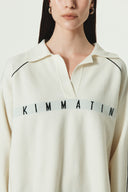 OVERSIZE PIQUE PULLOVER IN IVORY image 9