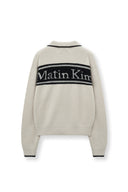 BACK LOGO COLLAR KNIT TOP FOR WOMEN IN IVORY image 2