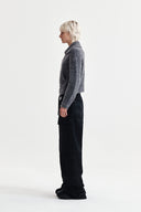 BOUCLE KNIT ZIP UP CARDIGAN IN CHARCOAL GREY image 6