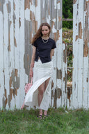 SLIT BUTTON POINT CROP TOP IN BLACK image 6
