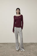HENLY NECK SHIRRING TOP IN BURGUNDY image 19