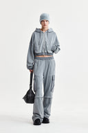 PIGMENT DYED CARGO PANTS FOR WOMEN IN LIGHT GRAY image 9