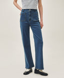 W BOOT-CUT DENIM PANTS IN BLUE image 12