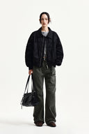 SMALL LOGO SHIRRING JUMPER IN BLACK image 19