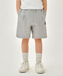 KIDS CLASSIC LOGO BERMUDA ONE TUCK SWEAT SHORTS IN HEATHER GREY image 11