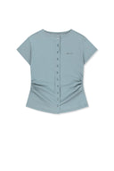 SIDE SHIRRING BUTTON TOP IN LIGHT BLUE image 1