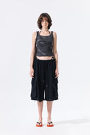 TERRY UTILITY POCKET BERMUDA PANTS IN BLACK image 11