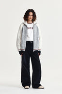 HIGH NECK RAGLAN KNIT ZIP UP FOR WOMEN IN IVORY image 9