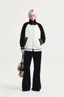 HIGH NECK RAGLAN KNIT ZIP UP FOR WOMEN IN DARK BROWN image 8