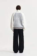 HIGH NECK RAGLAN KNIT ZIP UP FOR MEN IN IVORY image 7
