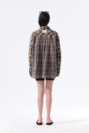 MIXED CHECK OVER FIT SHIRT IN BROWN image 20