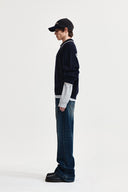 BACK LOGO COLLAR KNIT TOP FOR MEN IN DARK NAVY image 6