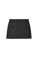 POCKET FOLDOVER WRAP MINI SKIRT IN BLACK image 2