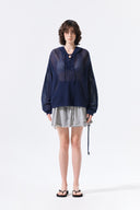 DISTRESSED TERRY SKORT SHORTS IN GRAY image 17