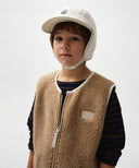ENFANT CLASSIC LOGO FLEECE VEST IN BEIGE image 1