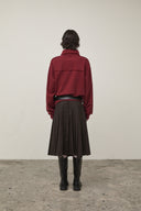 SIDE ZIPPER PLEATS MIDI SKIRT IN DARK BROWN image 18