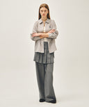 W PATTERN SHEER SHIRT IN GREY PINK image 5