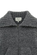 BOUCLE KNIT ZIP UP CARDIGAN IN CHARCOAL GREY image 14