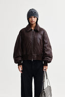 FAUX LEATHER DOWN JUMPER FOR WOMEN IN BROWN image 1