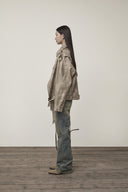 FAUX LEATHER BELTED RIDER JUMPER IN CHARCOAL GREY image 9