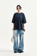 RAW CUT GRAFFITI LOGO TOP IN NAVY image 9