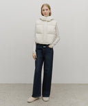 W CIRCLE LOGO CROP HOODED DOWN VEST IN IVORY image 5