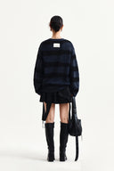 TEXTURE BLOCK STRIPE KNIT PULLOVER IN NAVY image 7