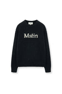 MATIN MIXED YARN KNIT PULLOVER IN DARK NAVY image 2