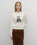 W DOODLE BEAR CROP SWEATSHIRT IN IVORY image 17